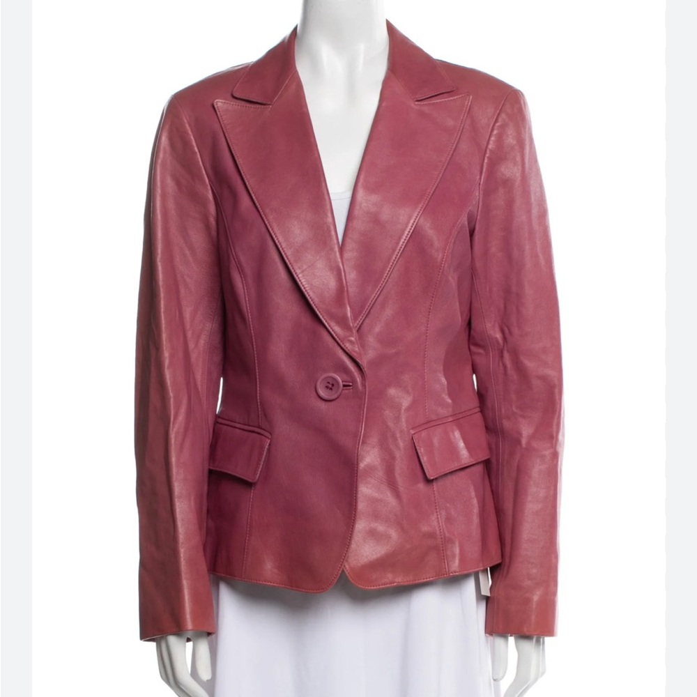 LAFAYETTE 148 Blush mauve pink 100% leather Blazer Jacket